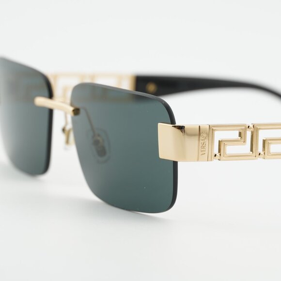 Versace VE2298 100287 Sunglasses Gold Rectangle Frame, Dark Grey Lenses main image 6